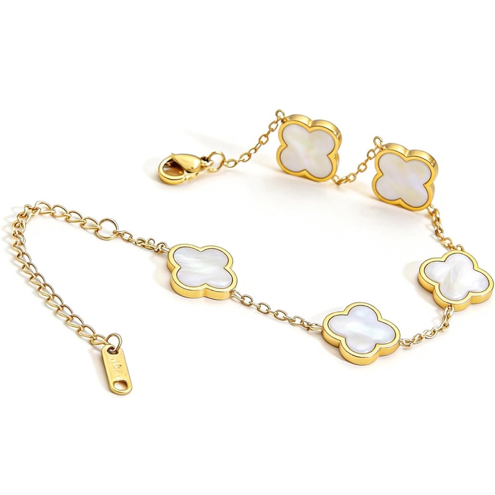 Gold-Plated Four Leaf Clover Bracelet  Adjustable lucky Bracelet Jewelry
